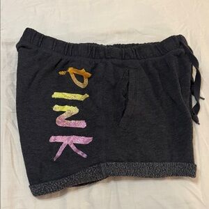 PINK Victoria's Secret Dark Gray Shorts with Colorful Logo